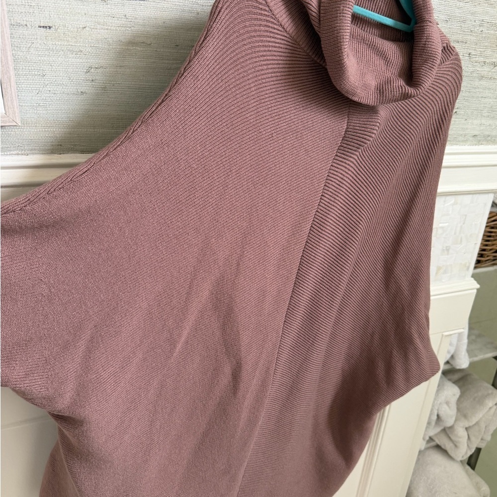 Medium Oversized Turtleneck Batwing Knit Pullover Tunic Sweater taupe long - Picture 8 of 14